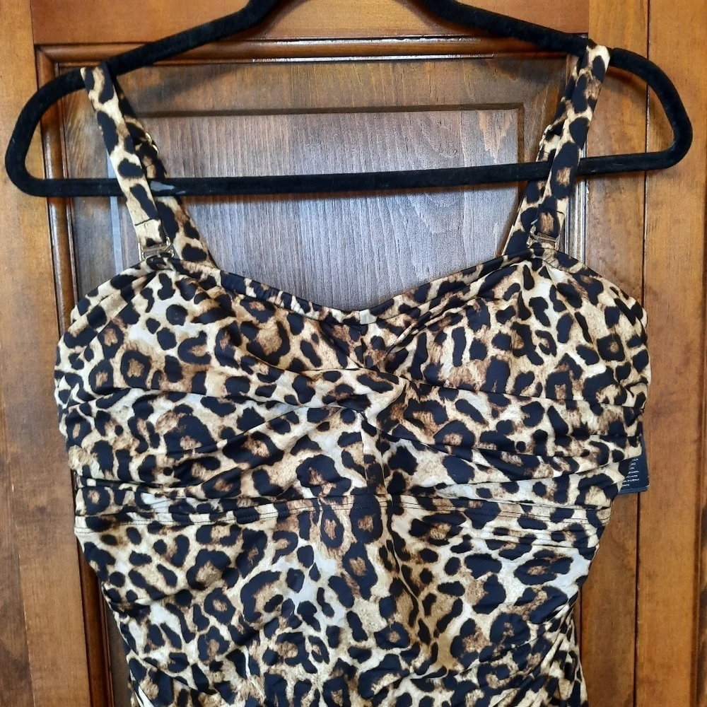 NWT Lauren Ralph Lauren Leopard Print Skirted One Piece Swimsuit Size 18W - Picture 5 of 16